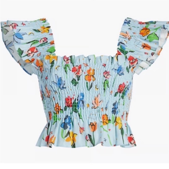 Hill House Blue Floral Ellie Shirt and Paz Skirt Set Size Large - Picture 2 of 4